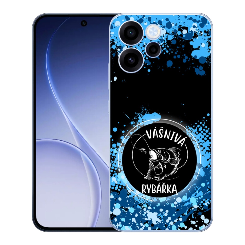 Gelový kryt mmCase na Oppo Reno 15 FS 5G - vášnivá rybářka černé pozadí