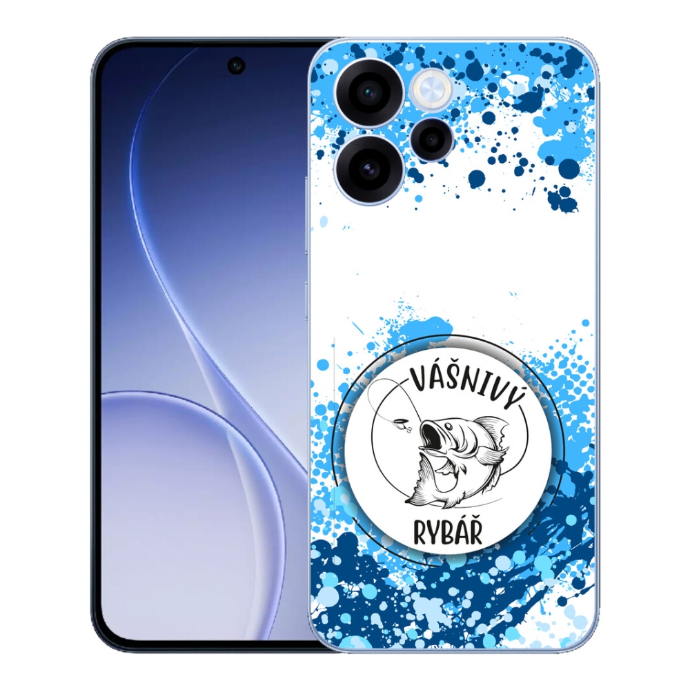 Gelový kryt mmCase na Oppo Reno 15 FS 5G - vášnivý rybář bílé pozadí