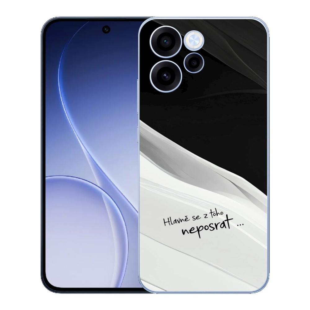 Gelový kryt mmCase na Oppo Reno 15 FS 5G - vtipný text 13 bíločerné pozadí