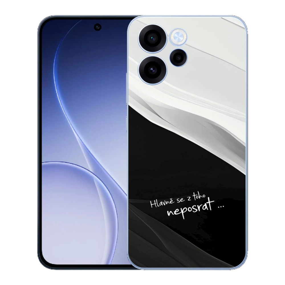 Gelový kryt mmCase na Oppo Reno 15 FS 5G - vtipný text 13 černobílé pozadí