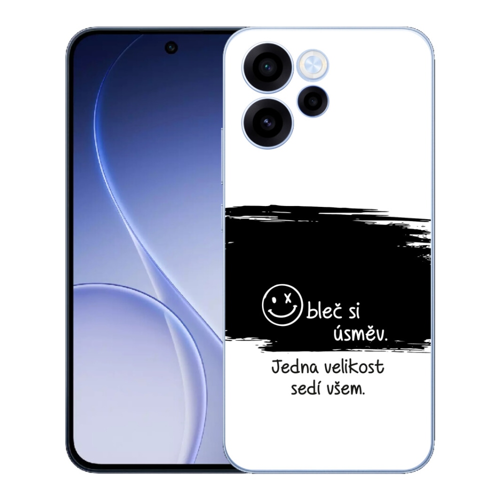 Gelový kryt mmCase na Oppo Reno 15 FS 5G - vtipný text 8 černobílé pozadí