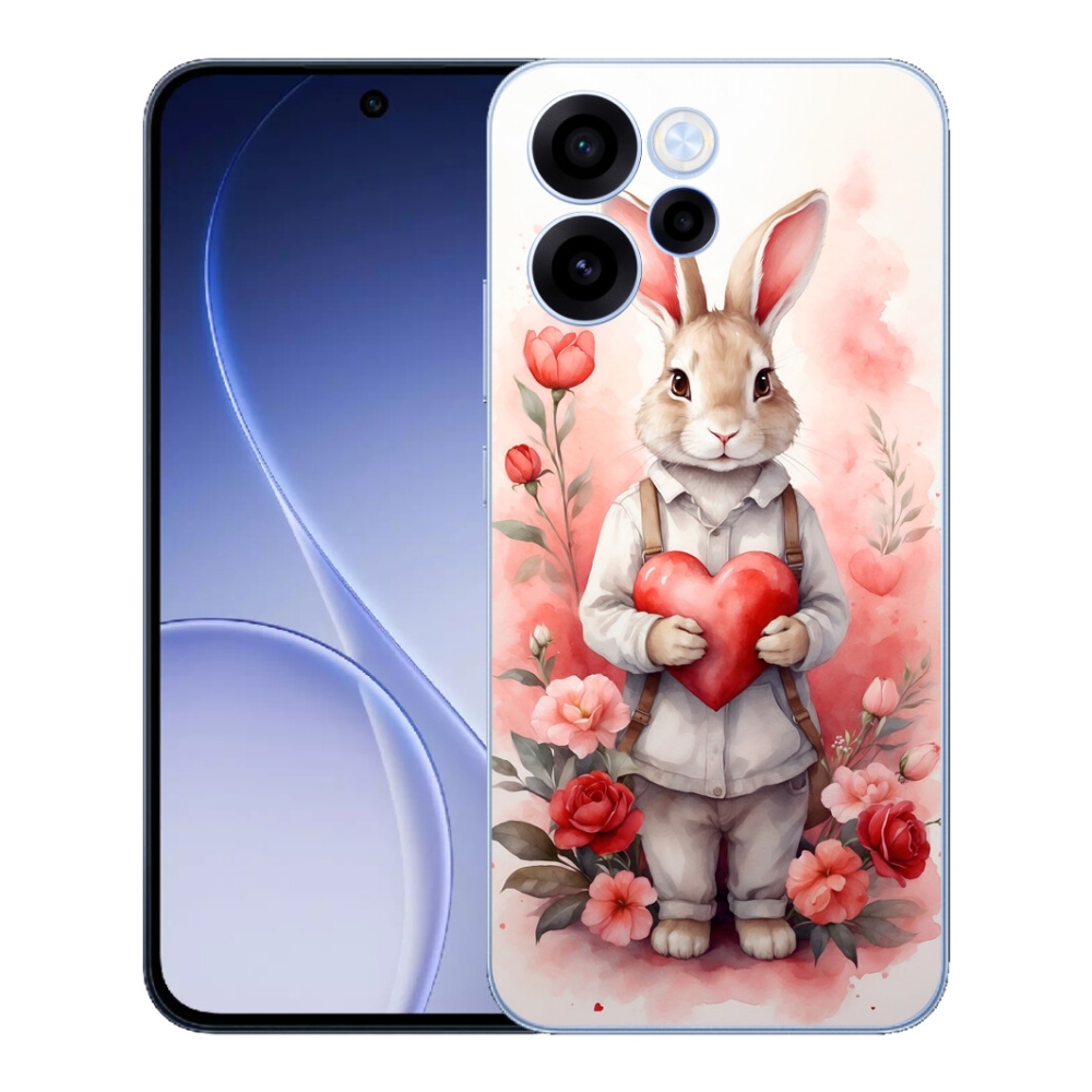 Gelový kryt mmCase na Oppo Reno 15 FS 5G - zajíc se srdíčkem