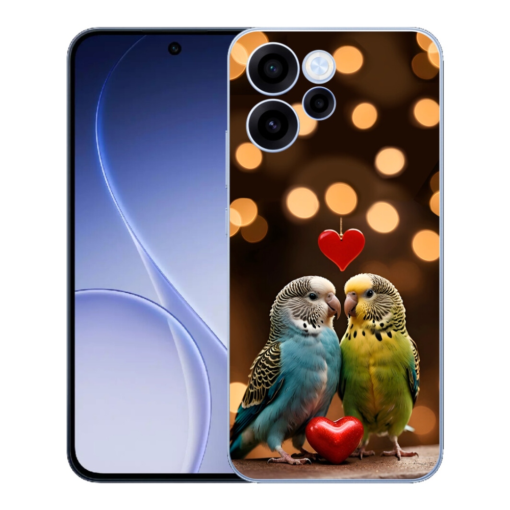 Gelový kryt mmCase na Oppo Reno 15 FS 5G - zamilovaní papoušci