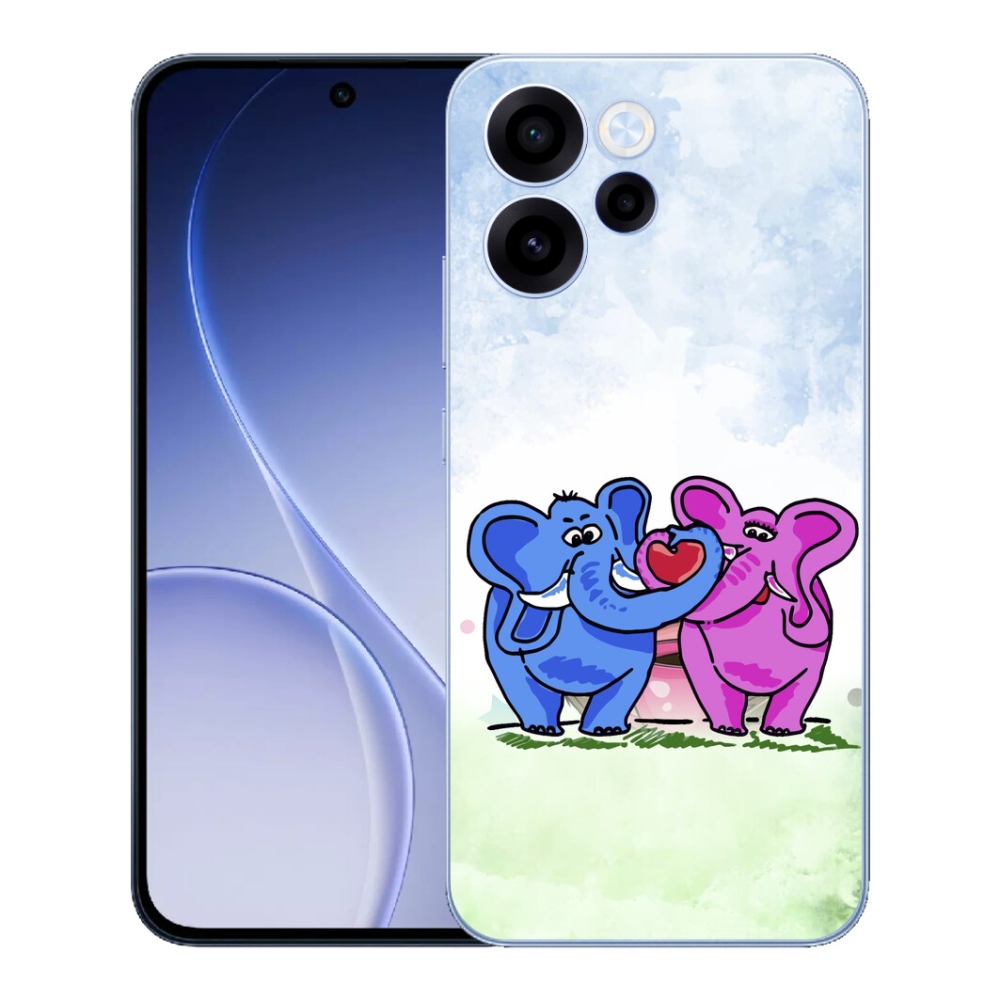 Gelový kryt mmCase na Oppo Reno 15 FS 5G - zamilovaní sloni
