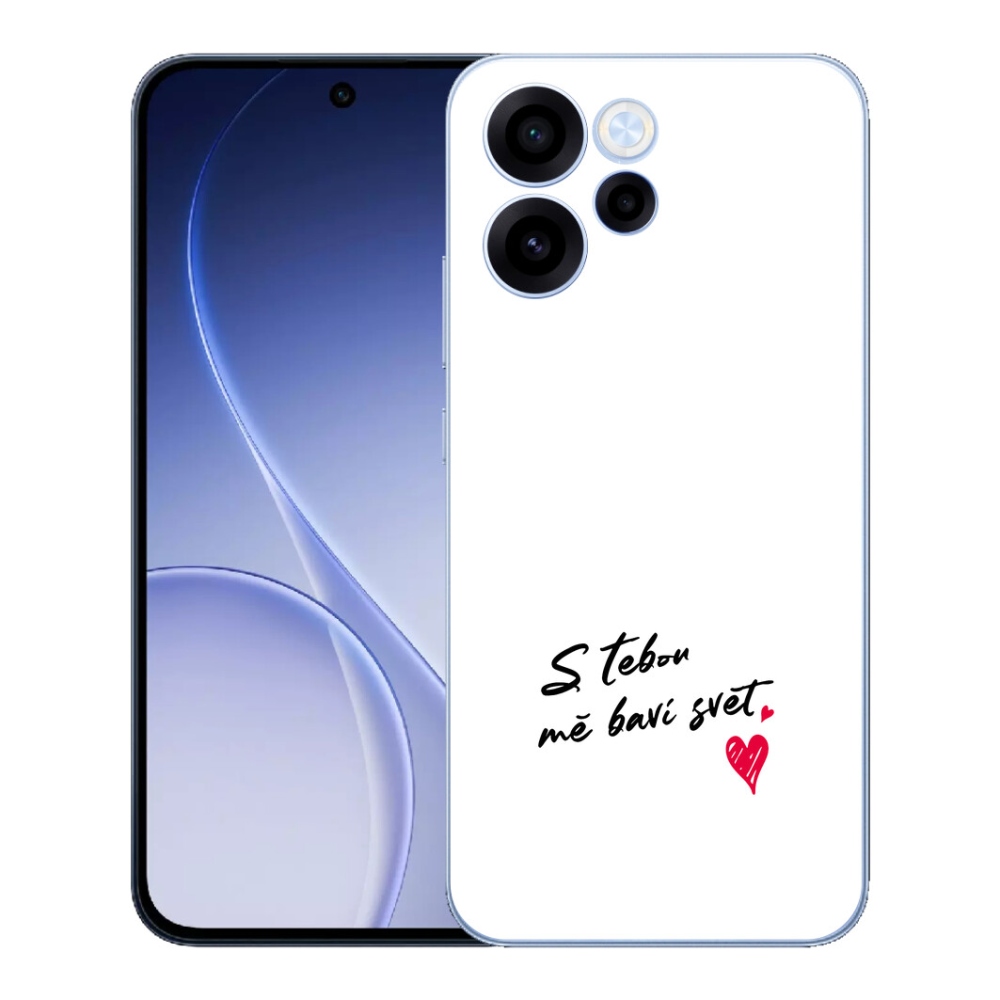 Gelový kryt mmCase na Oppo Reno 15 FS 5G - zamilovaný text 1 bílé pozadí