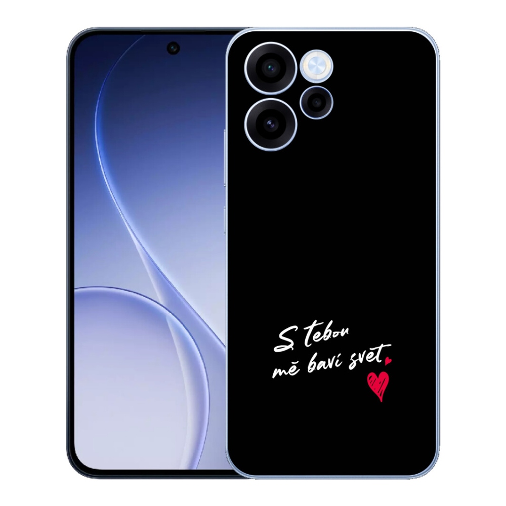 Gelový kryt mmCase na Oppo Reno 15 FS 5G - zamilovaný text 1 černé pozadí