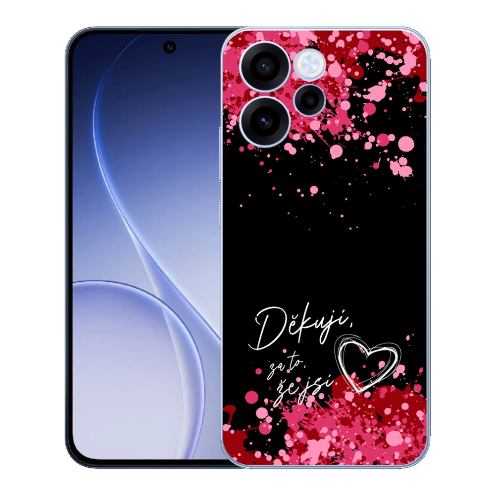 Gelový kryt mmCase na Oppo Reno 15 FS 5G - zamilovaný text 2 černé pozadí