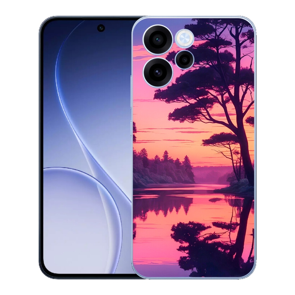 Gelový kryt mmCase na Oppo Reno 15 FS 5G - západ slunce nad jezerem
