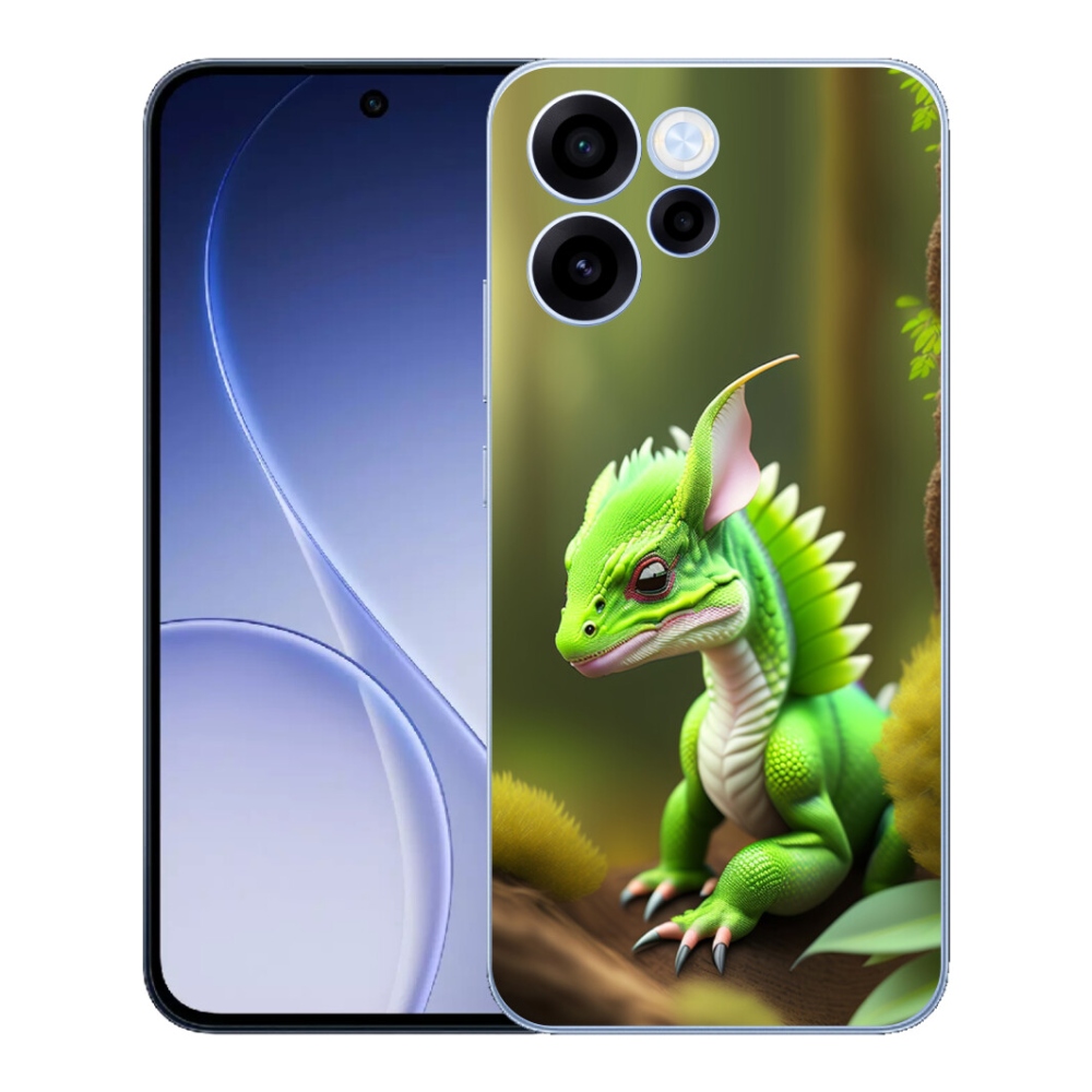Gelový kryt mmCase na Oppo Reno 15 FS 5G - zelený dráček