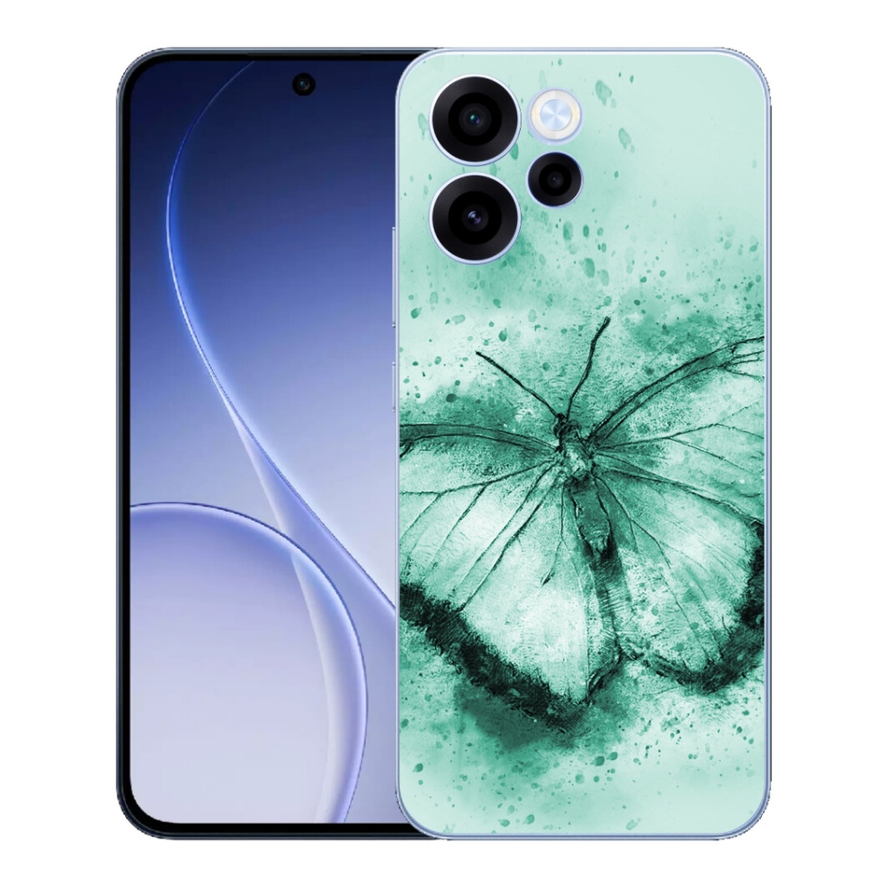 Gelový kryt mmCase na Oppo Reno 15 FS 5G - zelený motýl