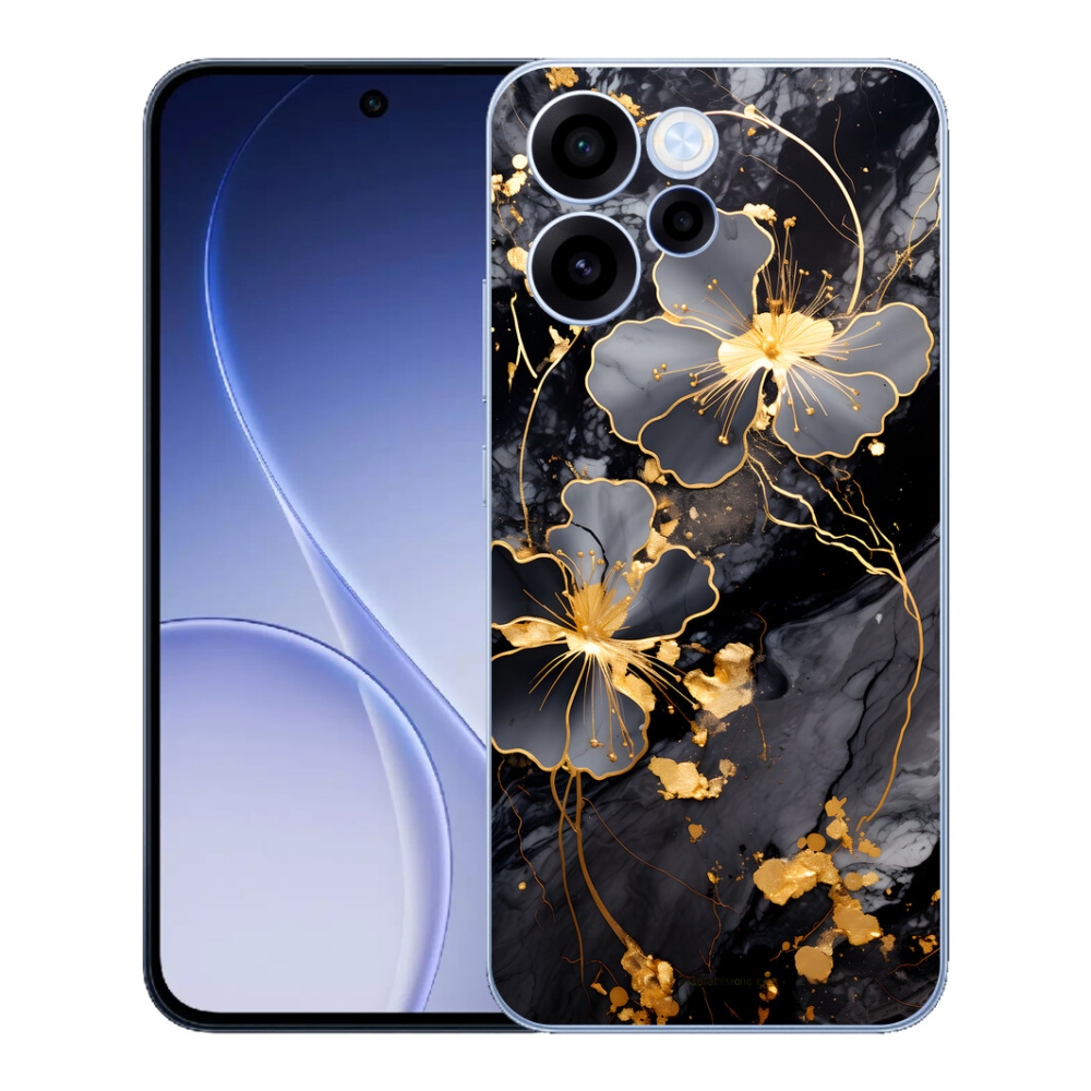 Gelový kryt mmCase na Oppo Reno 15 FS 5G - zlaté květy