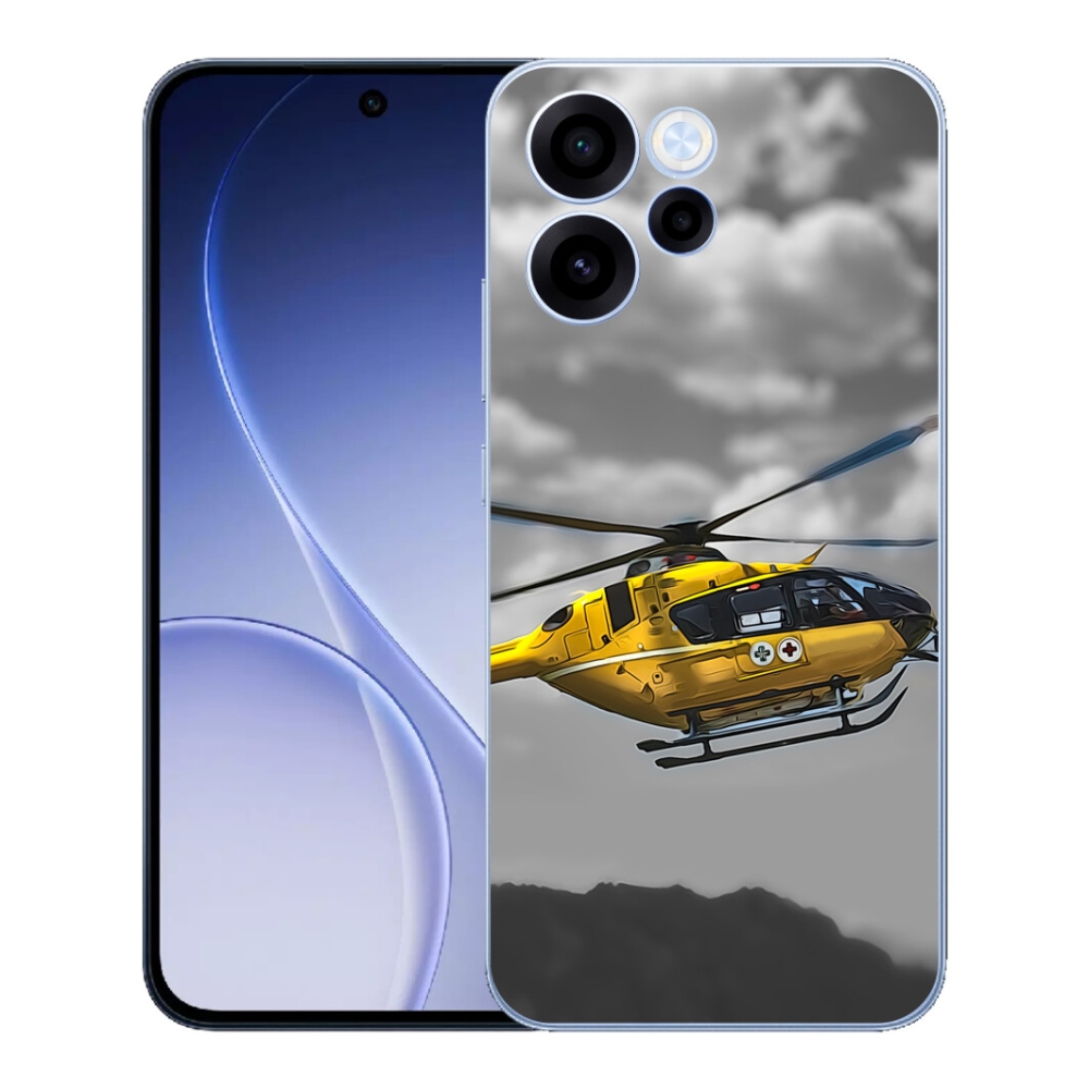 Gelový kryt mmCase na Oppo Reno 15 FS 5G - žlutá helikoptéra
