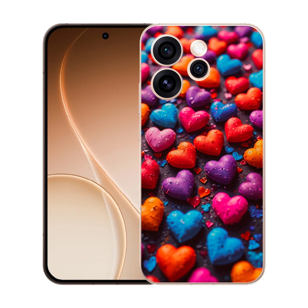 Gelový kryt mmCase na Oppo Reno 15 Pro 5G - barevná srdce