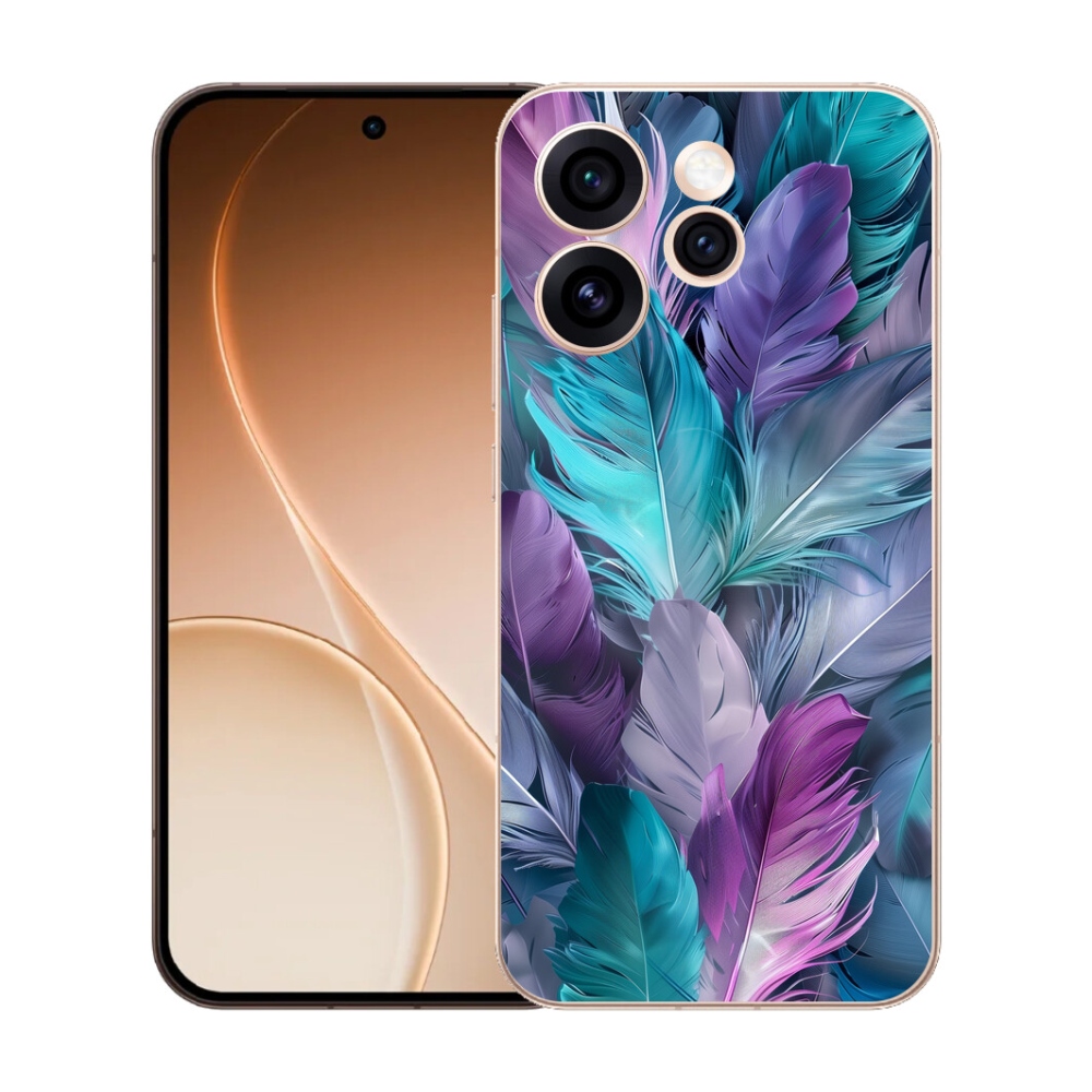 Gelový kryt mmCase na Oppo Reno 15 Pro 5G - barevné peří 2