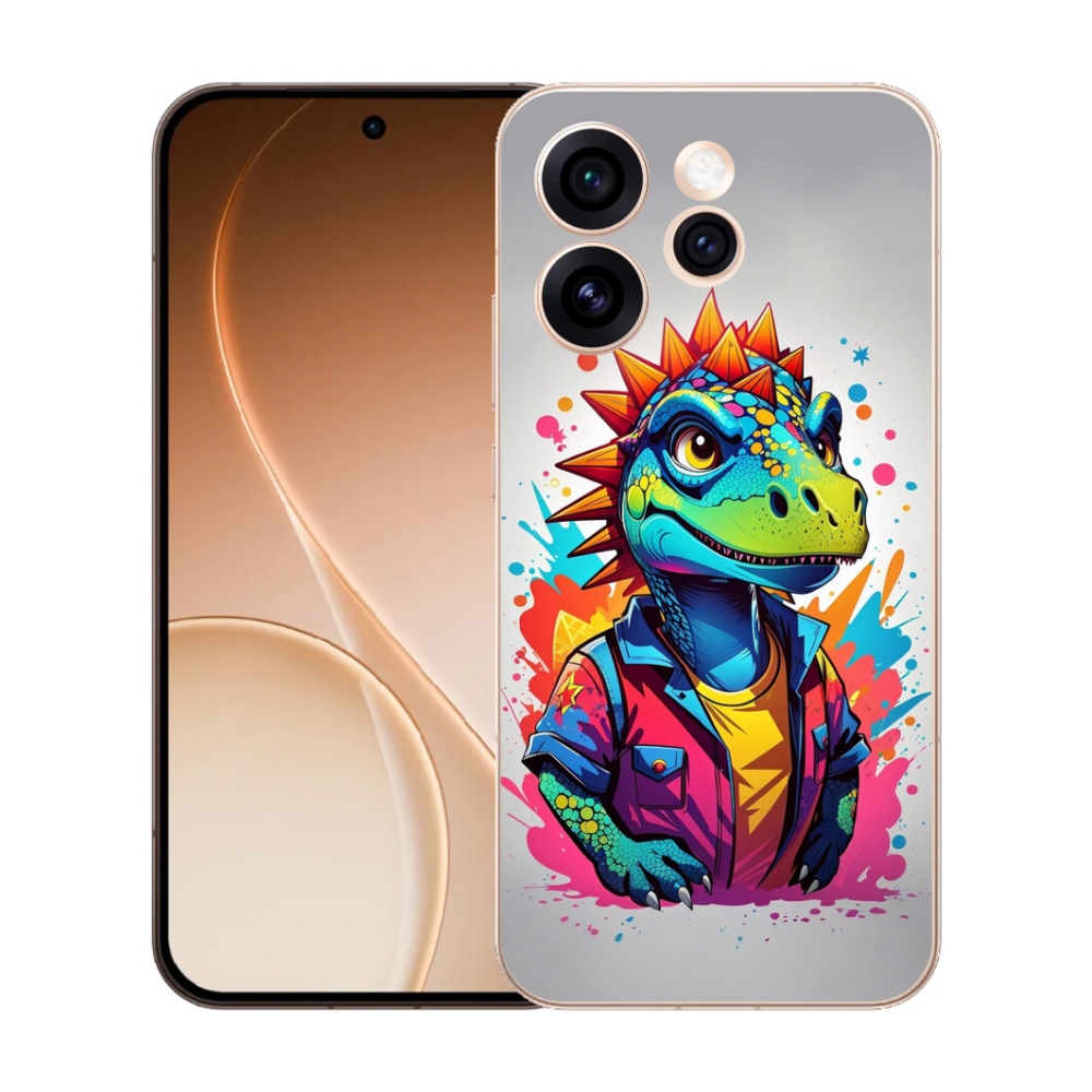Gelový kryt mmCase na Oppo Reno 15 Pro 5G - barevný dinosaurus