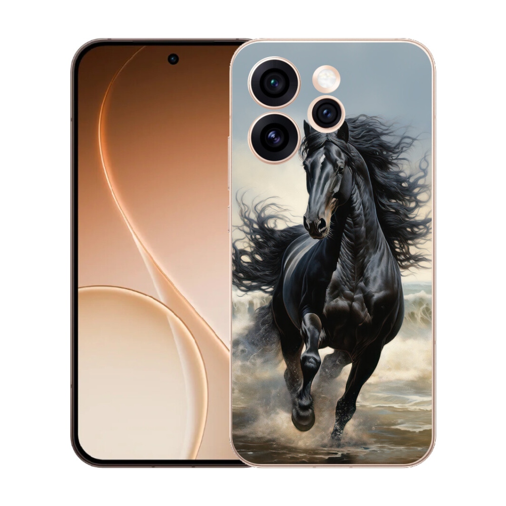 Gelový kryt mmCase na Oppo Reno 15 Pro 5G - běžící černý kůň