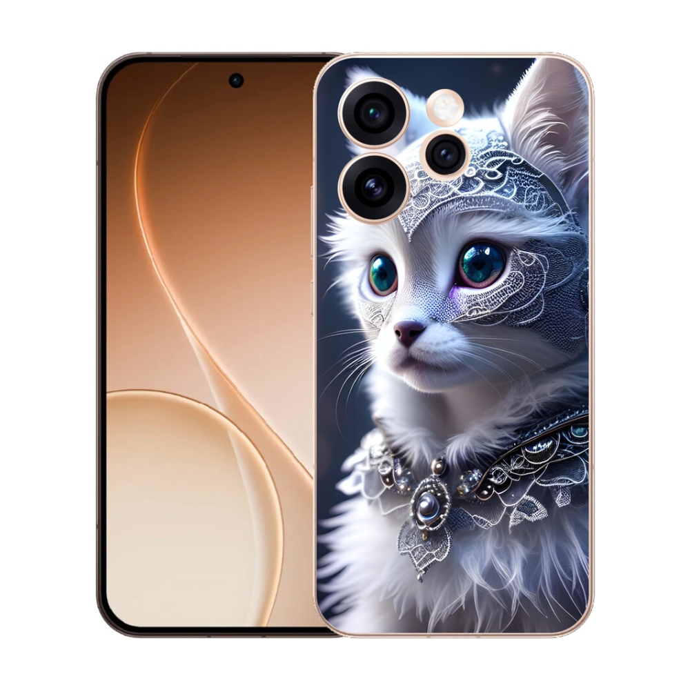 Gelový kryt mmCase na Oppo Reno 15 Pro 5G - bílá kočka