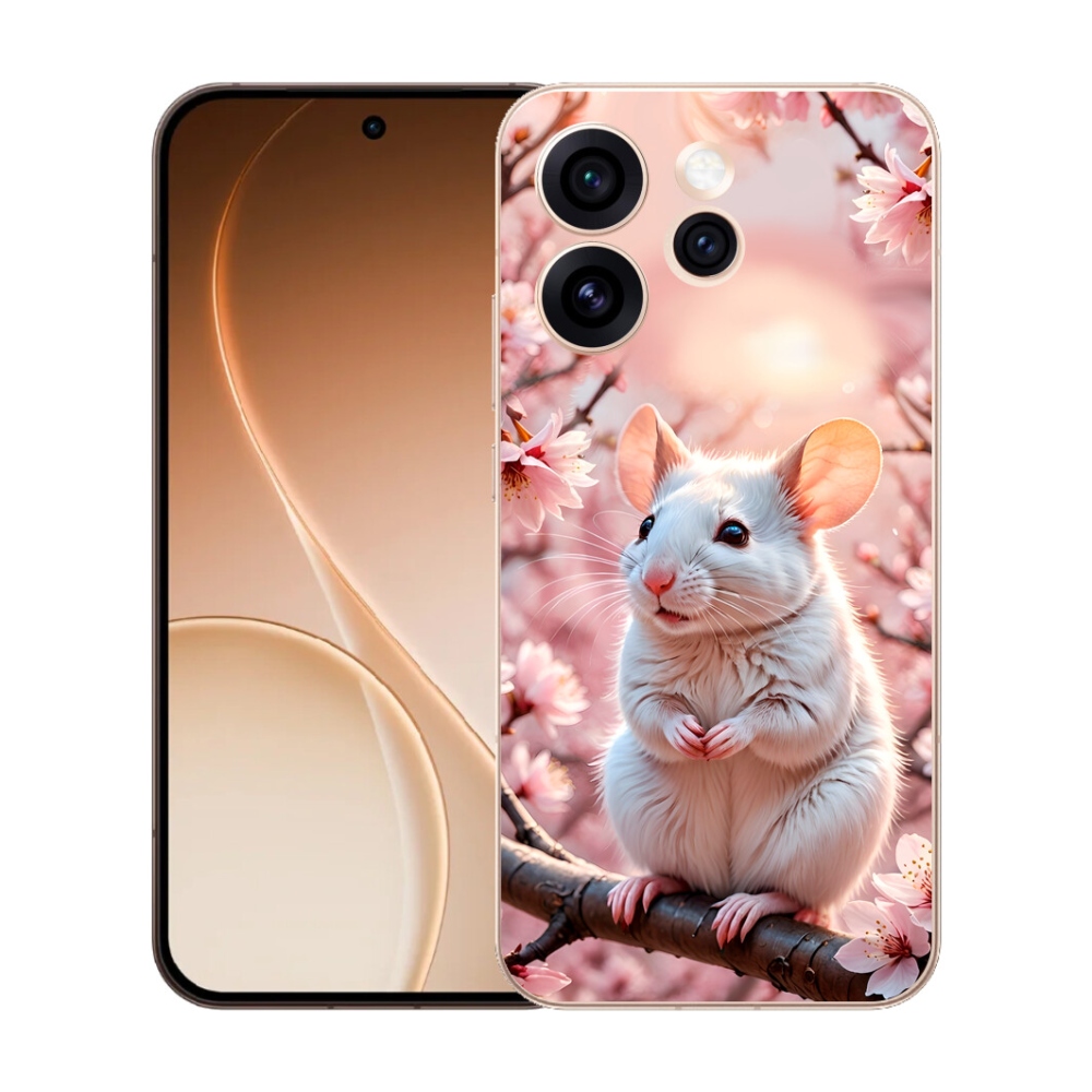 Gelový kryt mmCase na Oppo Reno 15 Pro 5G - bílá myš na větvi