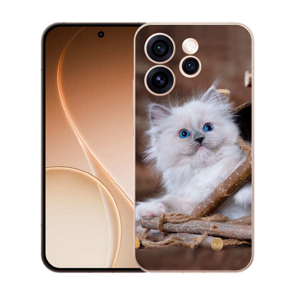 Gelový kryt mmCase na Oppo Reno 15 Pro 5G - bílé kotě