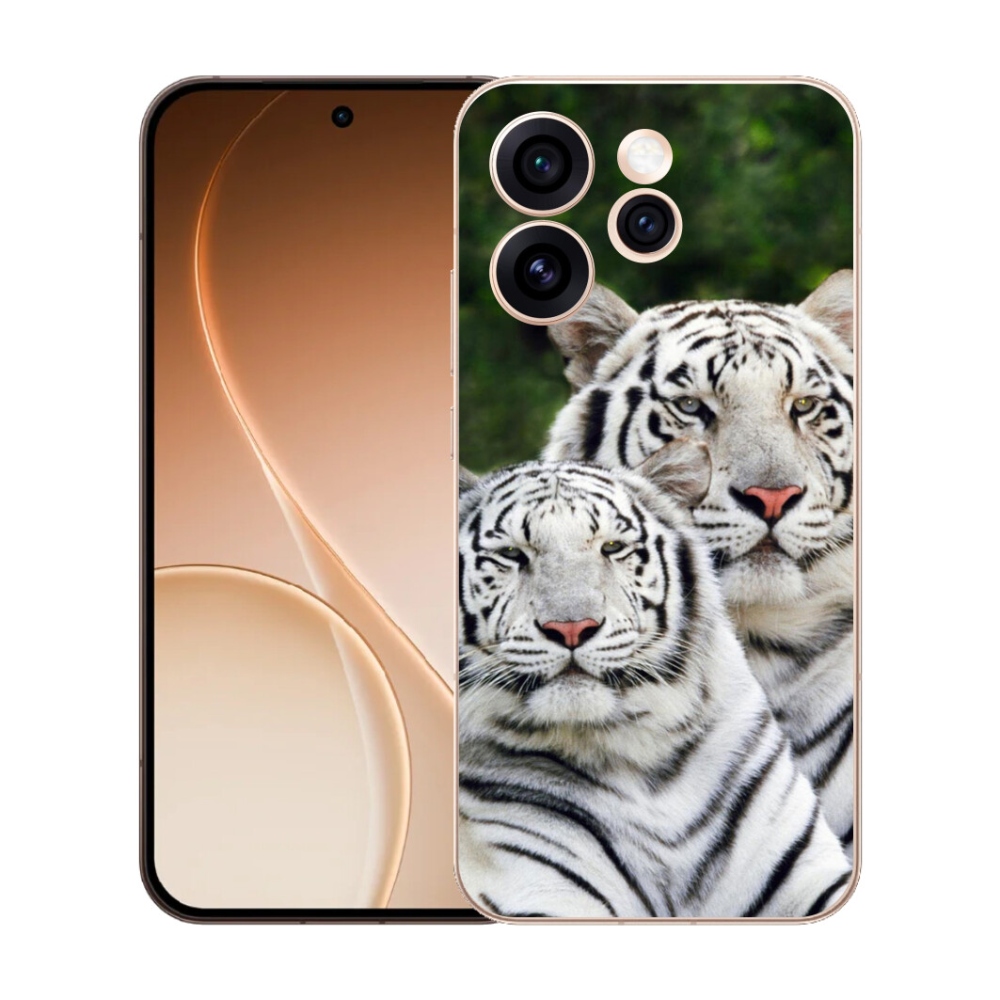 Gelový kryt mmCase na Oppo Reno 15 Pro 5G - bílí tygři