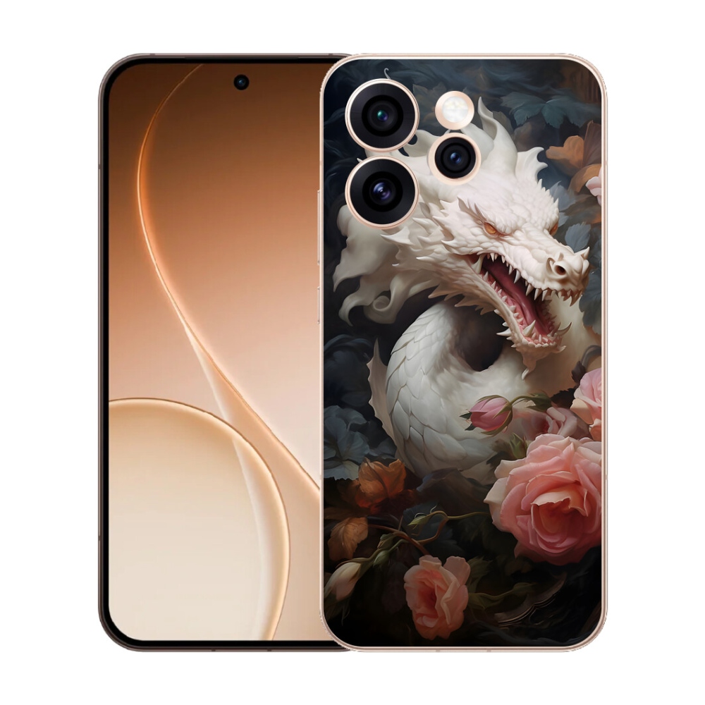 Gelový kryt mmCase na Oppo Reno 15 Pro 5G - bílý drak