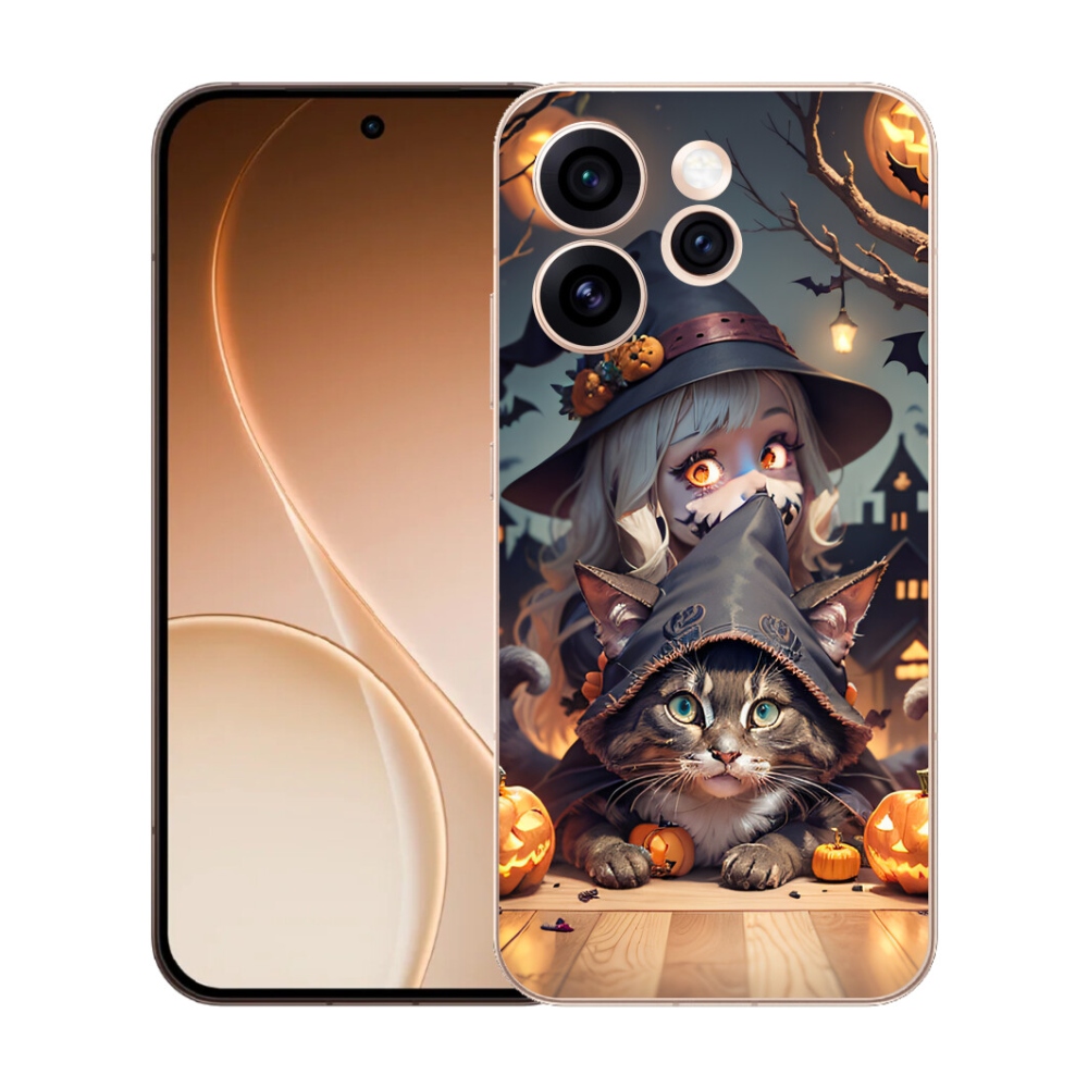 Gelový kryt mmCase na Oppo Reno 15 Pro 5G - čarodějnice s kočkou
