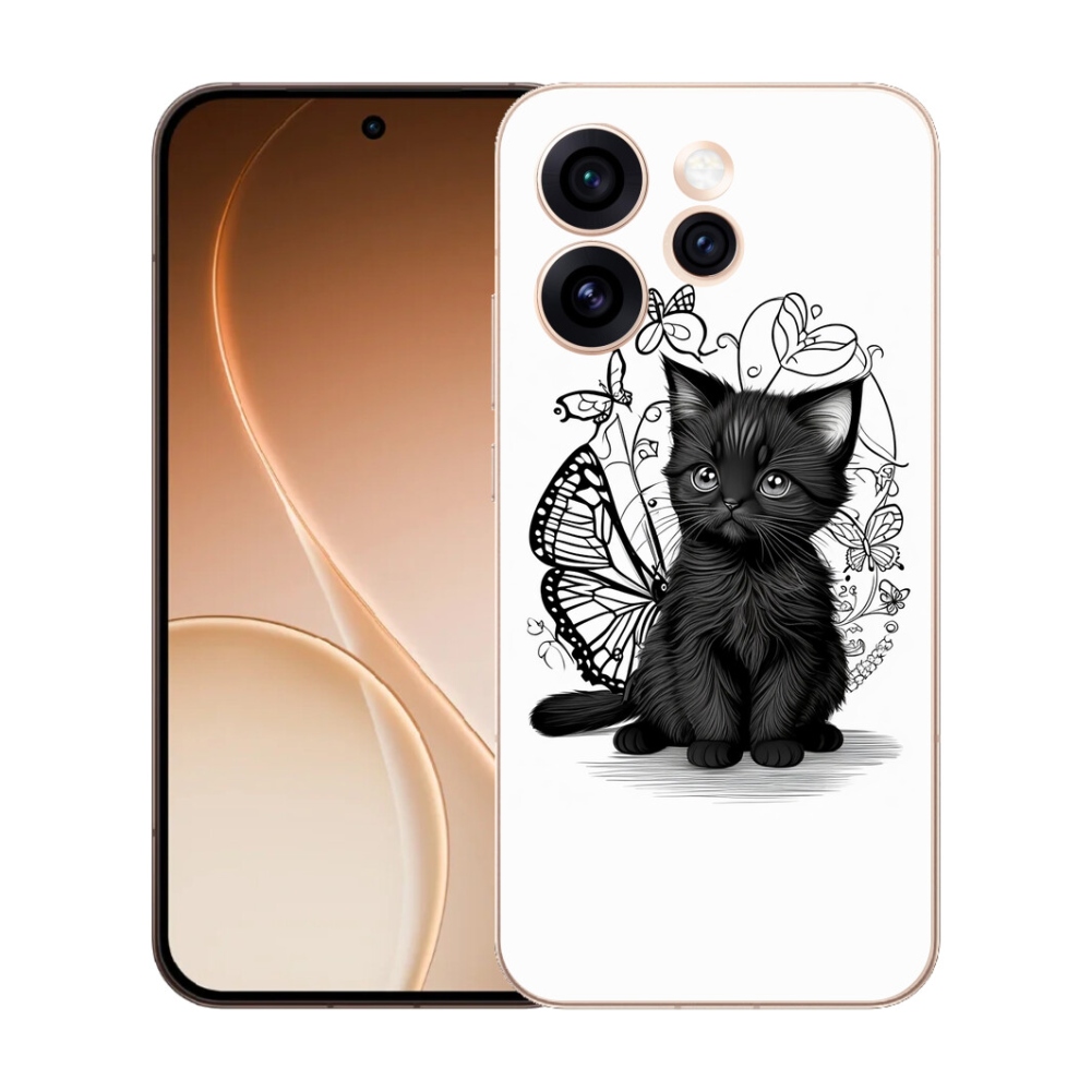 Gelový kryt mmCase na Oppo Reno 15 Pro 5G - černé kotě