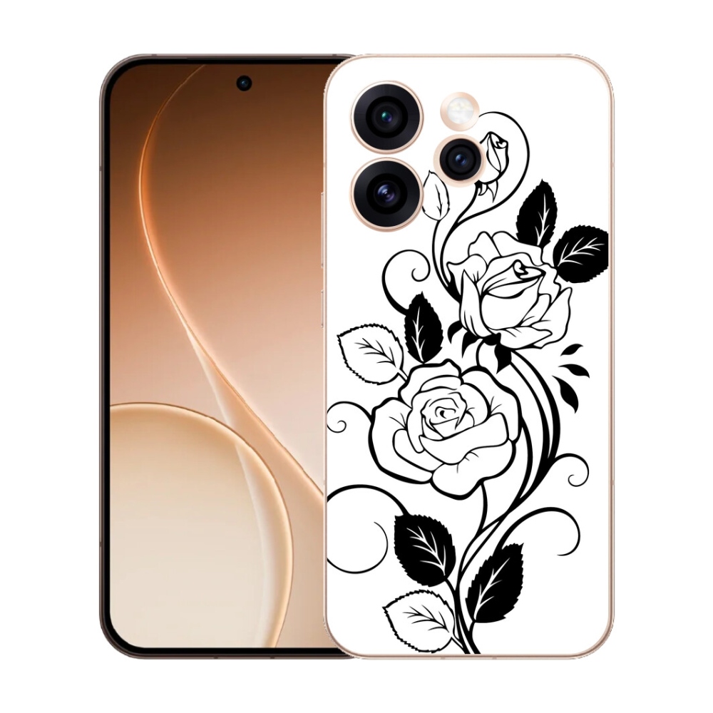 Gelový kryt mmCase na Oppo Reno 15 Pro 5G - černobílá růže
