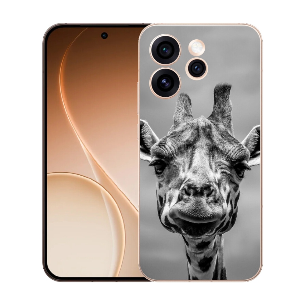 Gelový kryt mmCase na Oppo Reno 15 Pro 5G - černobílá žirafa