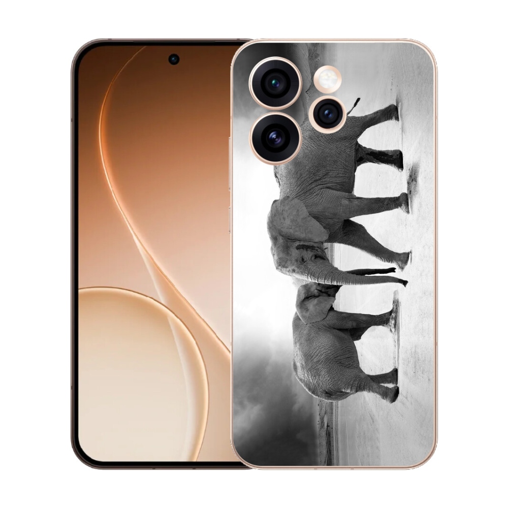 Gelový kryt mmCase na Oppo Reno 15 Pro 5G - černobílí sloni