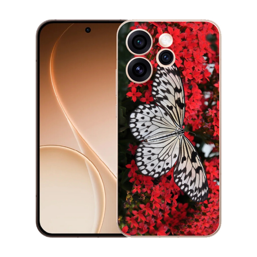 Gelový kryt mmCase na Oppo Reno 15 Pro 5G - černobílý motýl 1