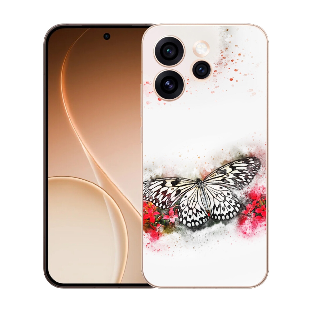 Gelový kryt mmCase na Oppo Reno 15 Pro 5G - černobílý motýl