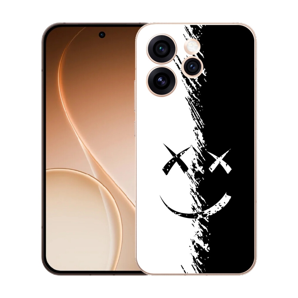 Gelový kryt mmCase na Oppo Reno 15 Pro 5G - černobílý smajlík