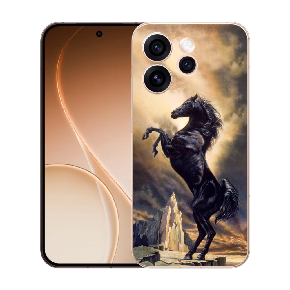 Gelový kryt mmCase na Oppo Reno 15 Pro 5G - černý kreslený kůň