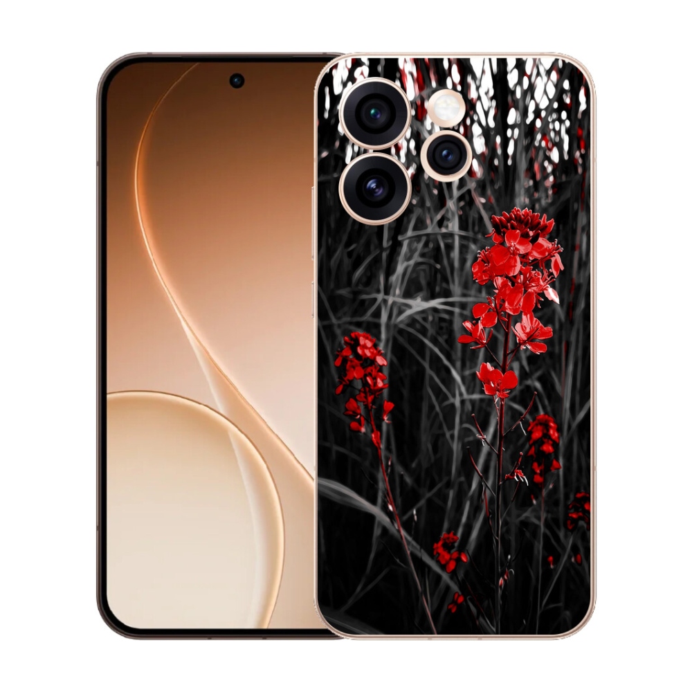 Gelový kryt mmCase na Oppo Reno 15 Pro 5G - červená rostlina