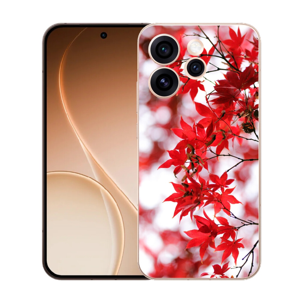 Gelový kryt mmCase na Oppo Reno 15 Pro 5G - červené listy
