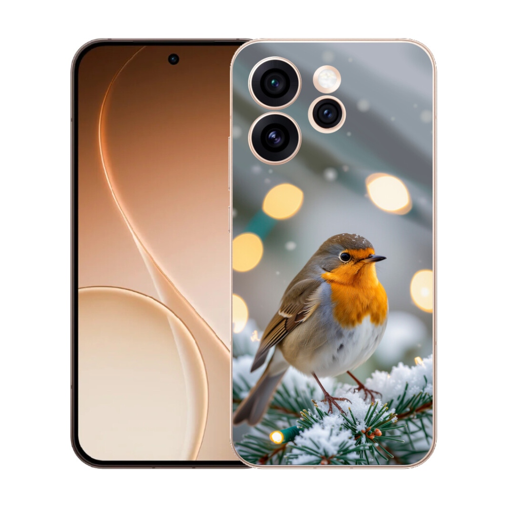 Gelový kryt mmCase na Oppo Reno 15 Pro 5G - červenka v zimě