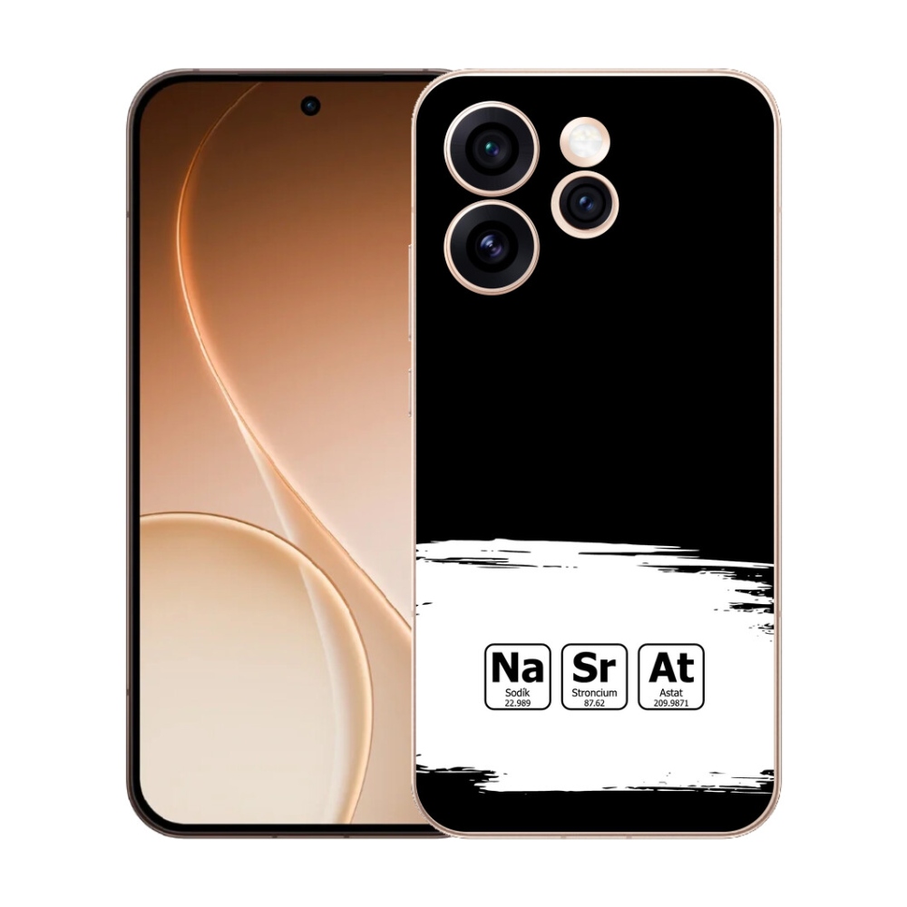 Gelový kryt mmCase na Oppo Reno 15 Pro 5G - chemické prvky bíločerné pozadí