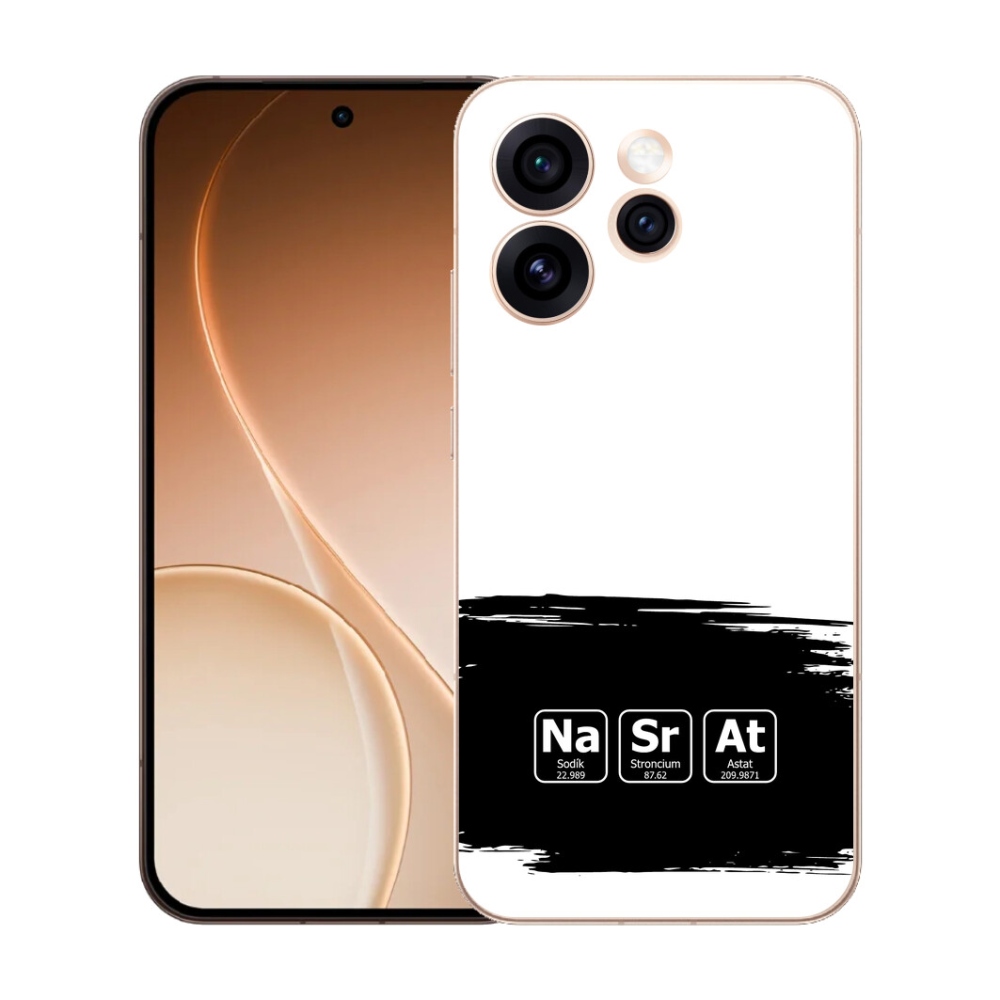 Gelový kryt mmCase na Oppo Reno 15 Pro 5G - chemické prvky černobílé pozadí