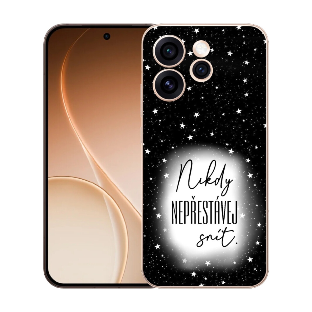 Gelový kryt mmCase na Oppo Reno 15 Pro 5G - citát 1 bíločerné pozadí