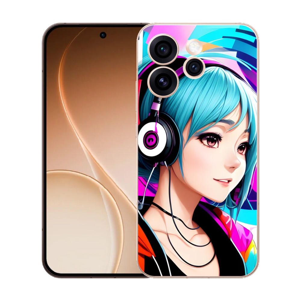 Gelový kryt mmCase na Oppo Reno 15 Pro 5G - dívka se sluchátky