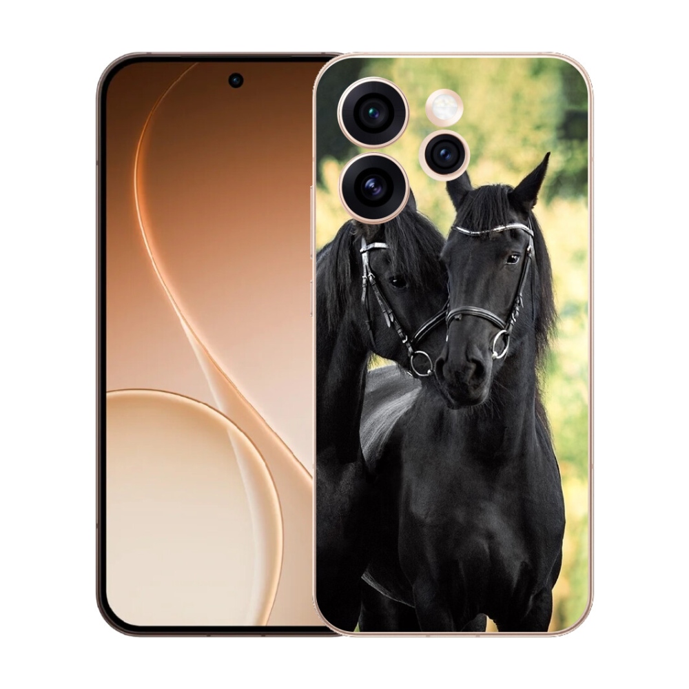Gelový kryt mmCase na Oppo Reno 15 Pro 5G - dva černí koně
