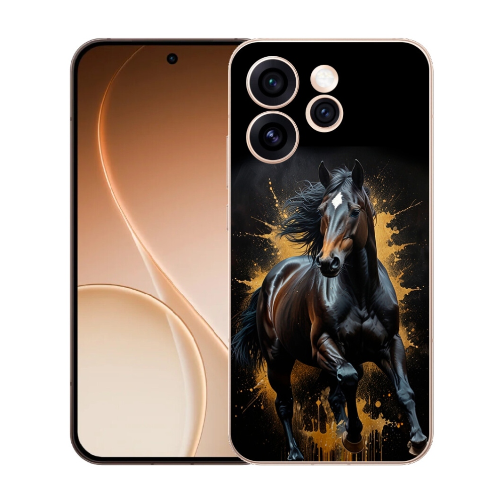 Gelový kryt mmCase na Oppo Reno 15 Pro 5G - elegantní černý hřebec