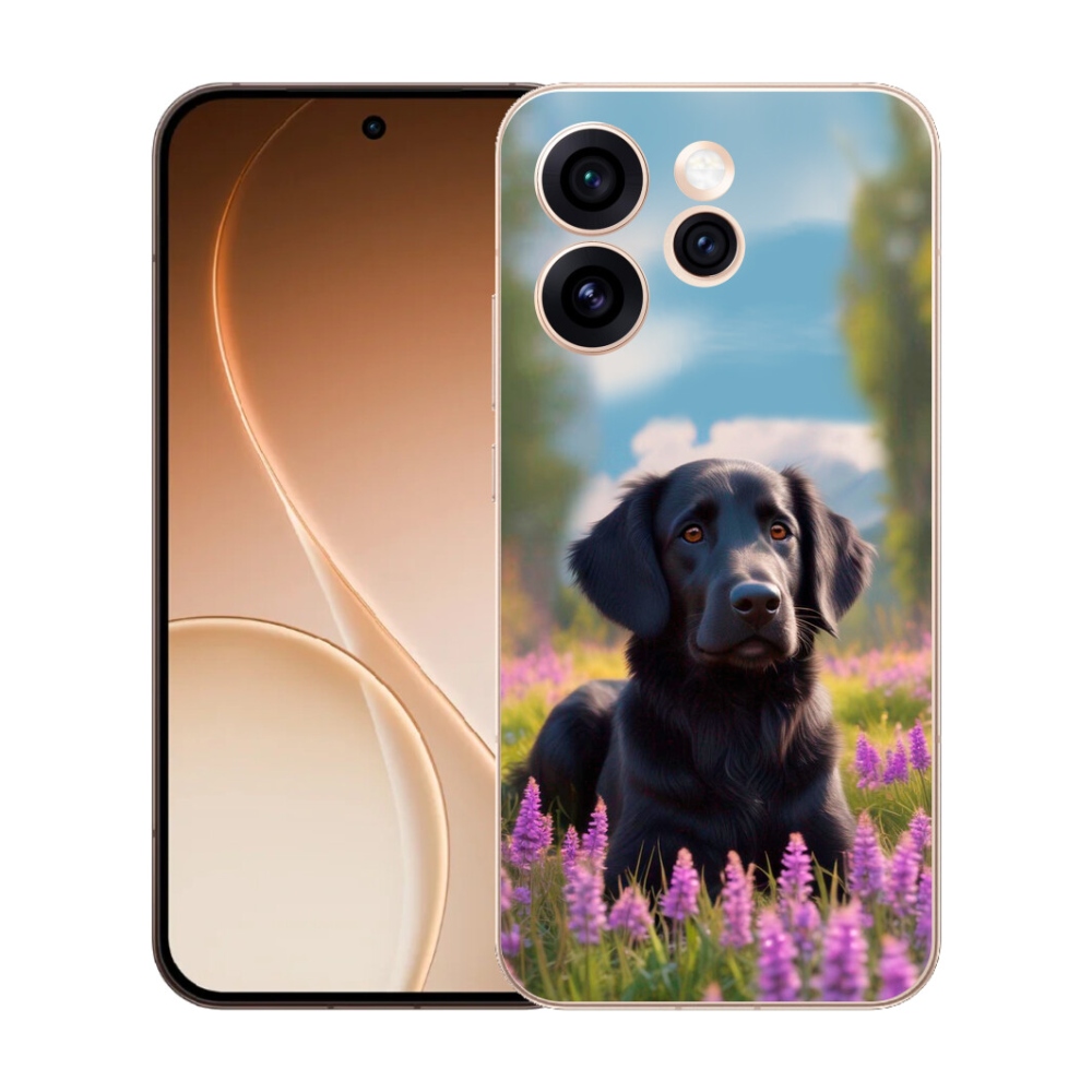 Gelový kryt mmCase na Oppo Reno 15 Pro 5G - elegantní černý retrívr