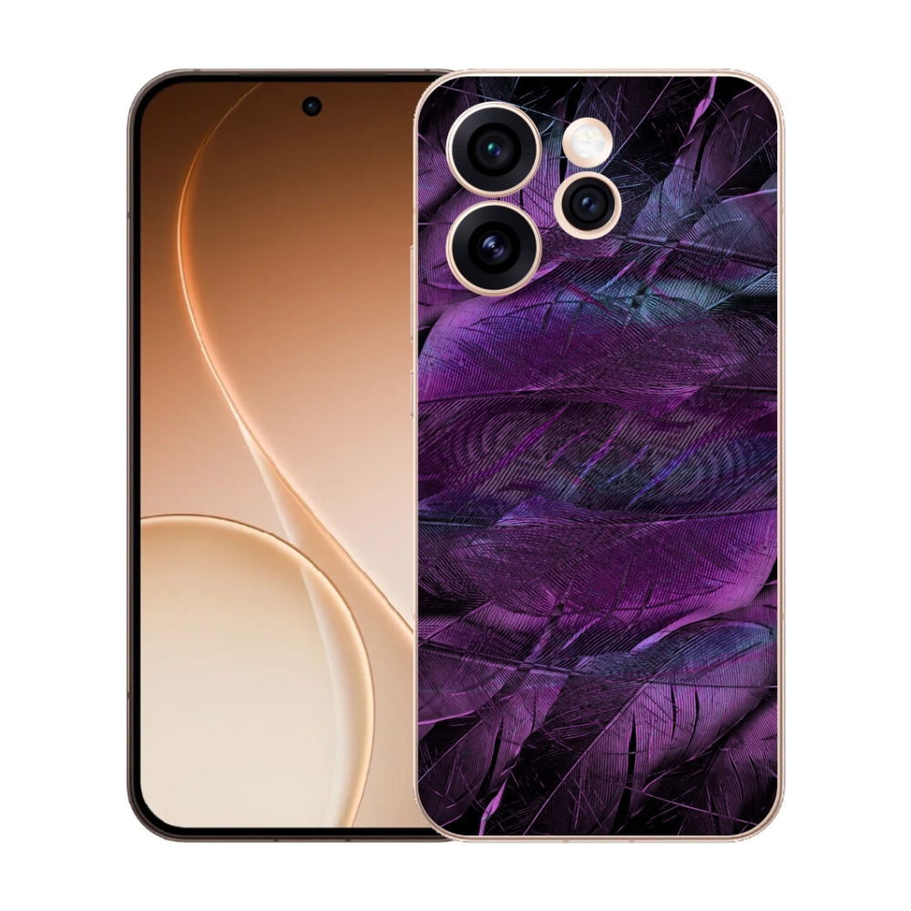 Gelový kryt mmCase na Oppo Reno 15 Pro 5G - fialová pírka