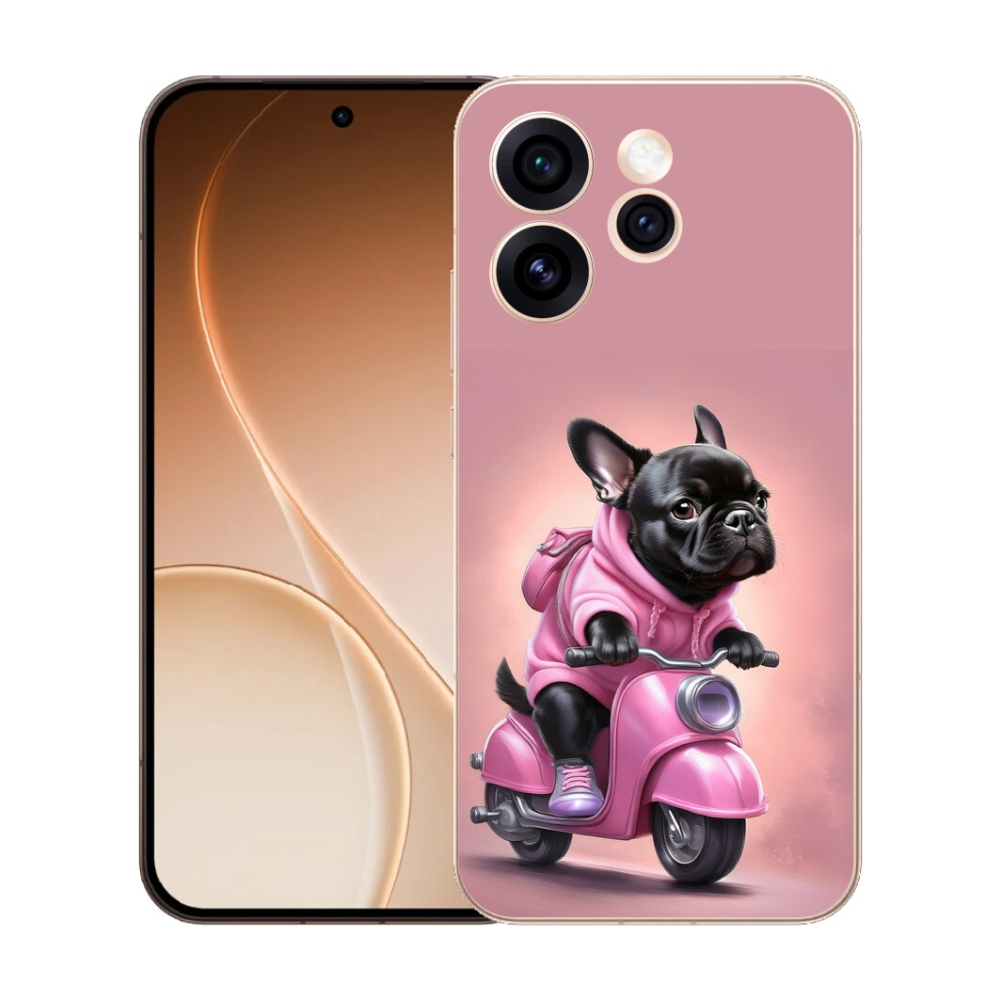 Gelový kryt mmCase na Oppo Reno 15 Pro 5G - francouzský buldoček na skútru