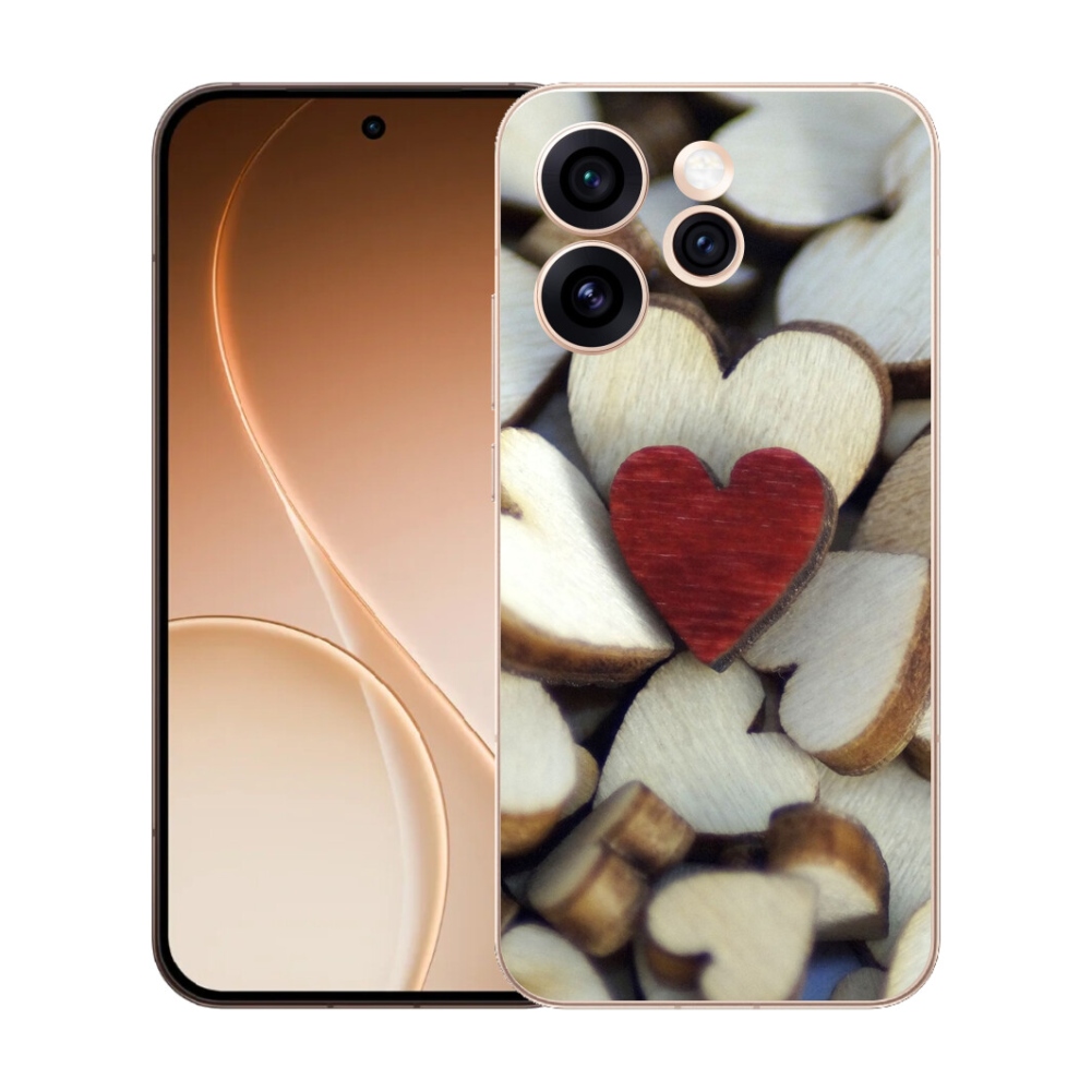 Gelový kryt mmCase na Oppo Reno 15 Pro 5G - gravírované červené srdce 