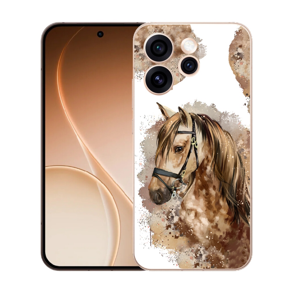 Gelový kryt mmCase na Oppo Reno 15 Pro 5G - hnědý kreslený kůň