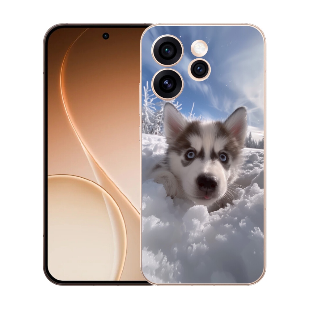 Gelový kryt mmCase na Oppo Reno 15 Pro 5G - husky ve sněhu