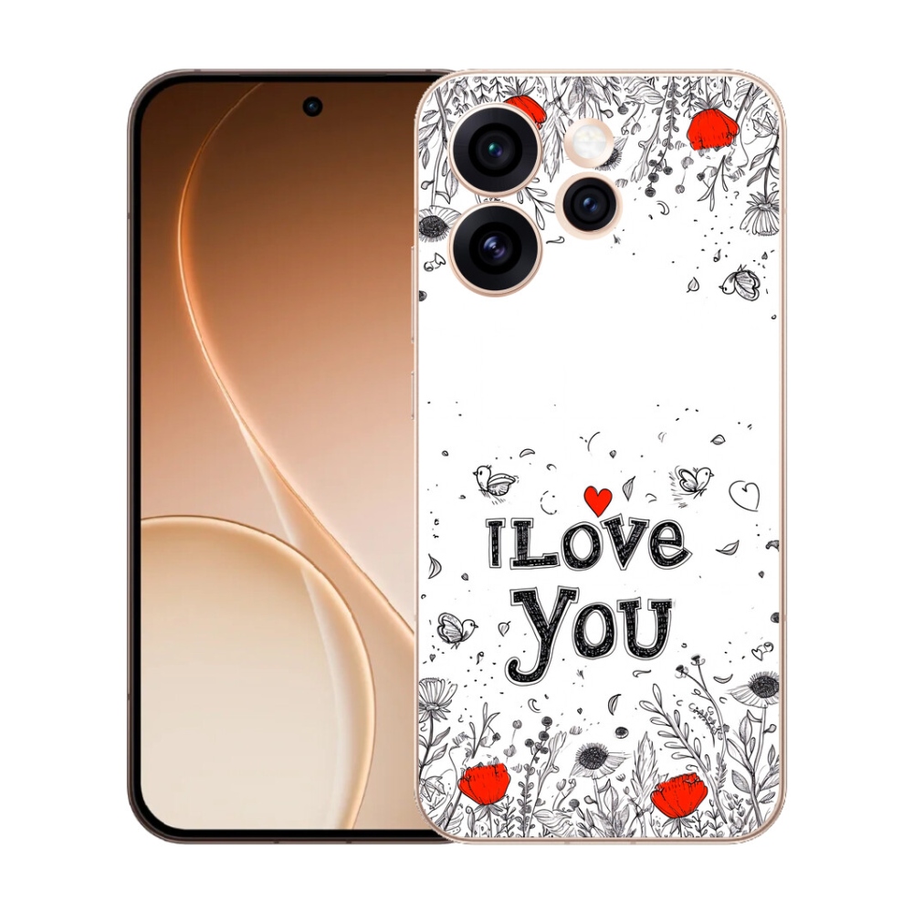 Gelový kryt mmCase na Oppo Reno 15 Pro 5G - I love you bílé pozadí